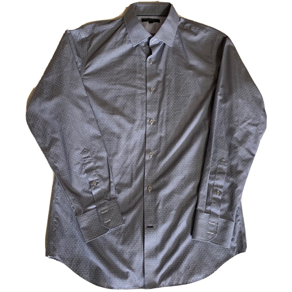 Banana Republic Button Up Shirt Mens Medium Blue Houndstooth Long Sleeve Slim
